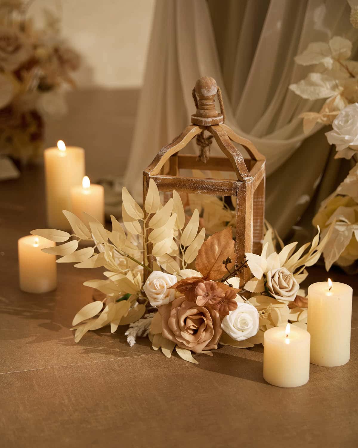 2ft Flower Garlands in Tawny Beige & Sand Beige