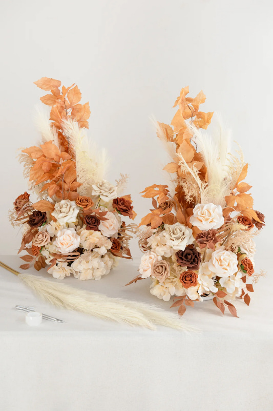 Wedding Aisle Runner Flower Arrangement in Rust & Sepia | Clearance