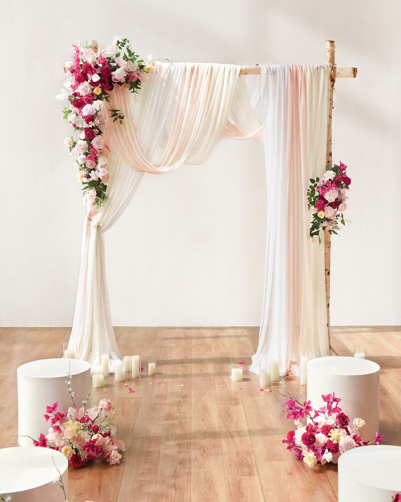 Flower Arch Decor with Drapes in Passionate Pink & Blush | Clearance