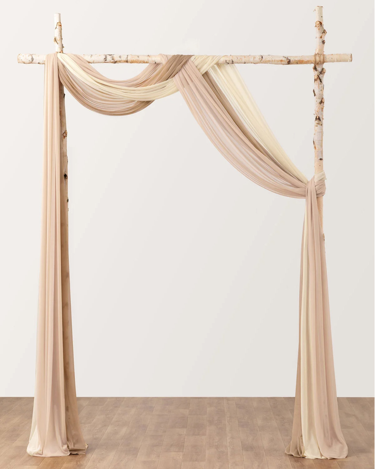 Elegant Neutral Sheer Wedding Arch Draping
