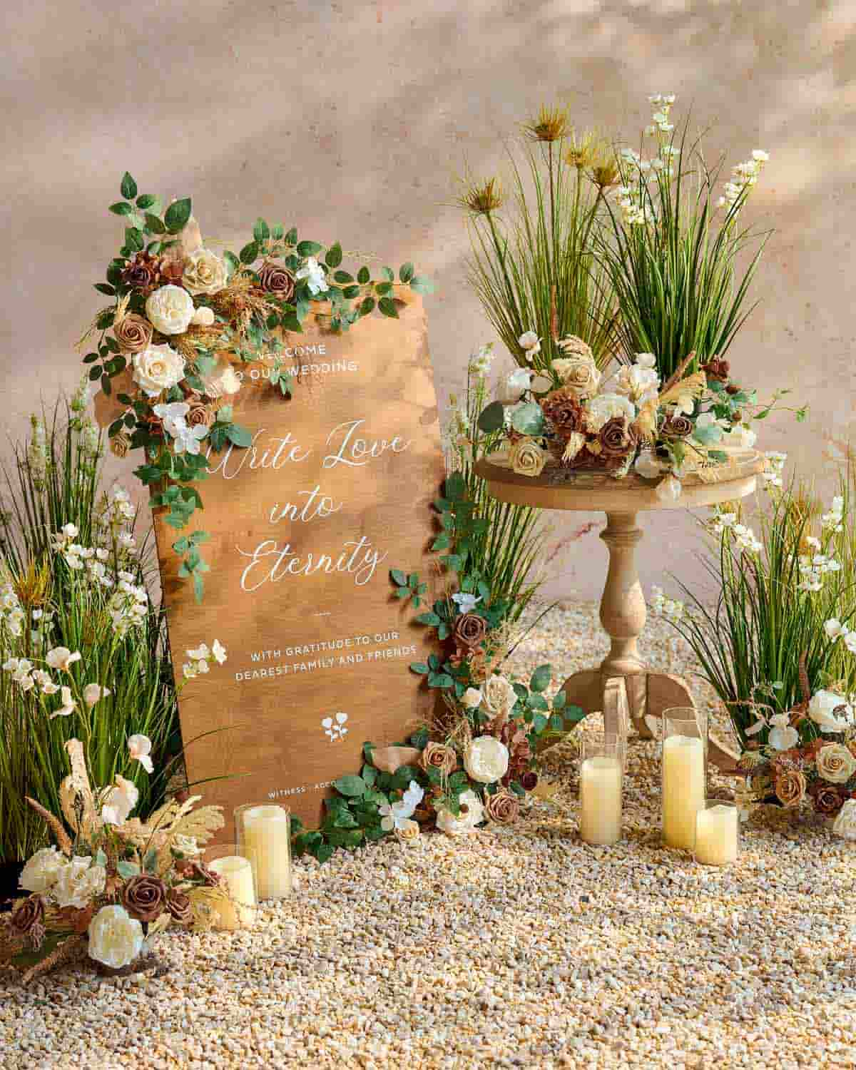 Deluxe Combo Set Flower Sign Decor in Sunset Terracotta