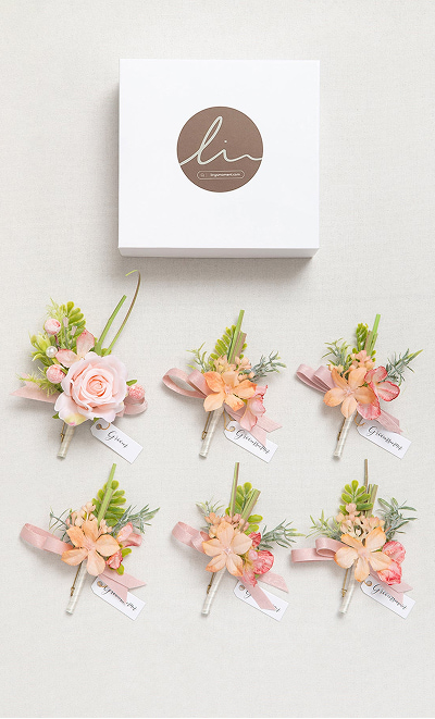 Boutonnieres in Garden Blush