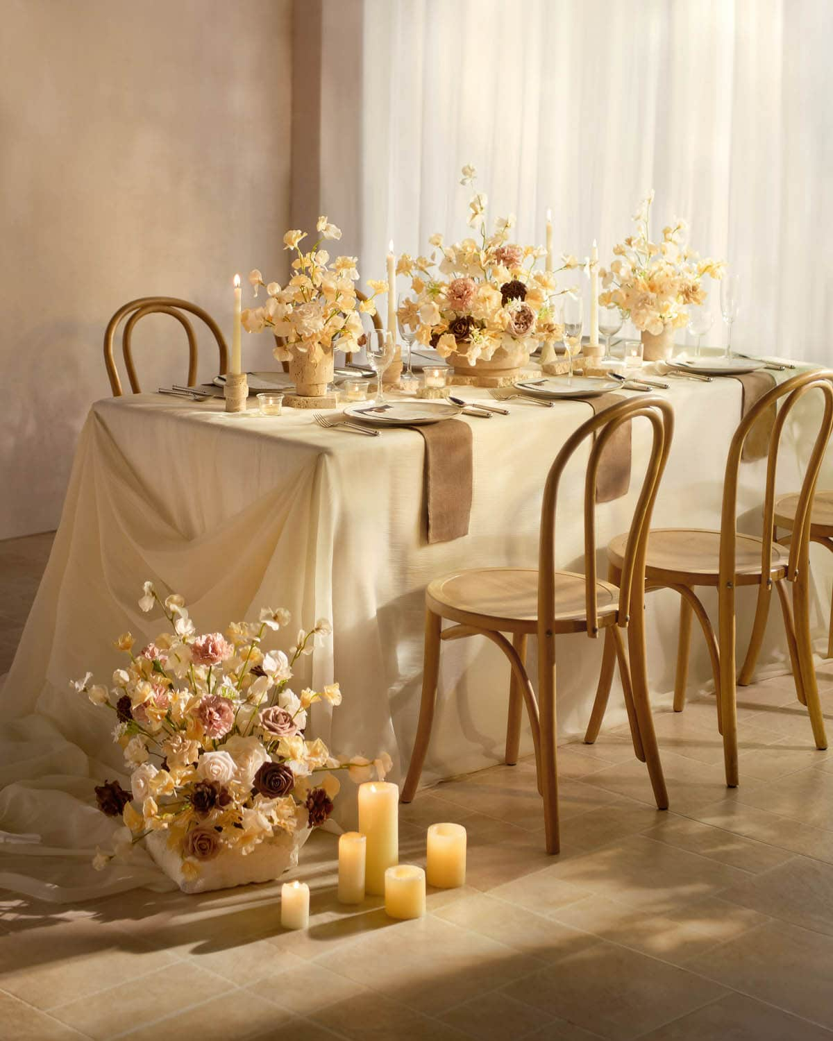 Wedding Backdrop Curtains in Organic Sand Beige Elegance Wedding