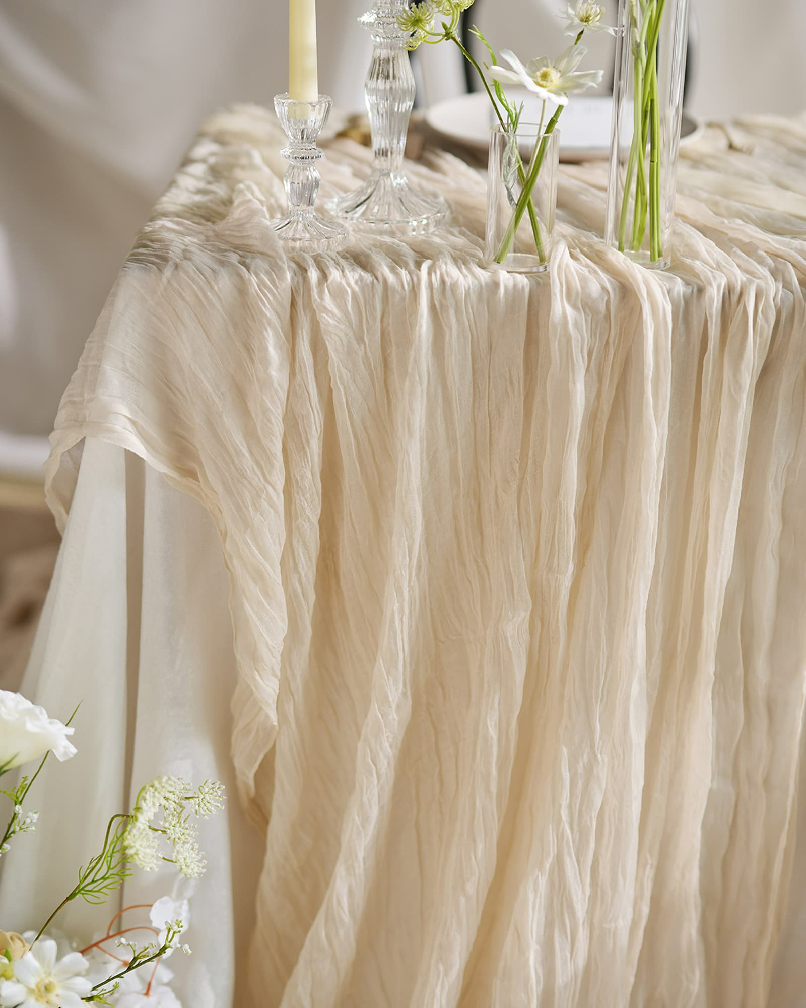 Ivory Cheesecloth Table Runner