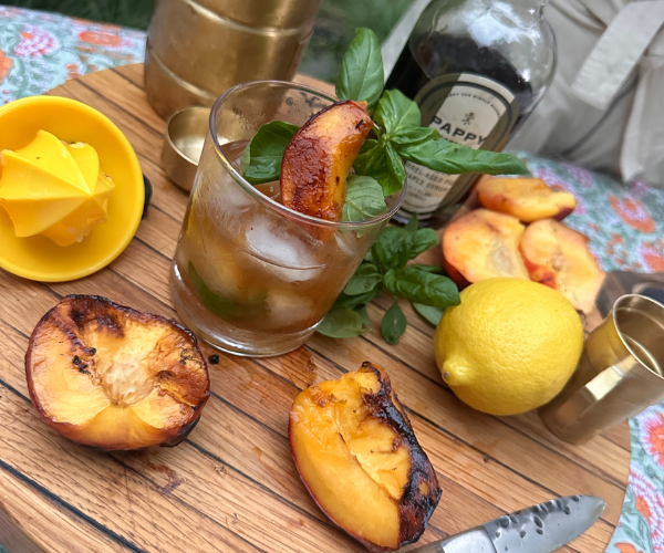 Smokey Peach Cocktail with Pappy Van Winkle Bourbon Barrel-Aged Flavor