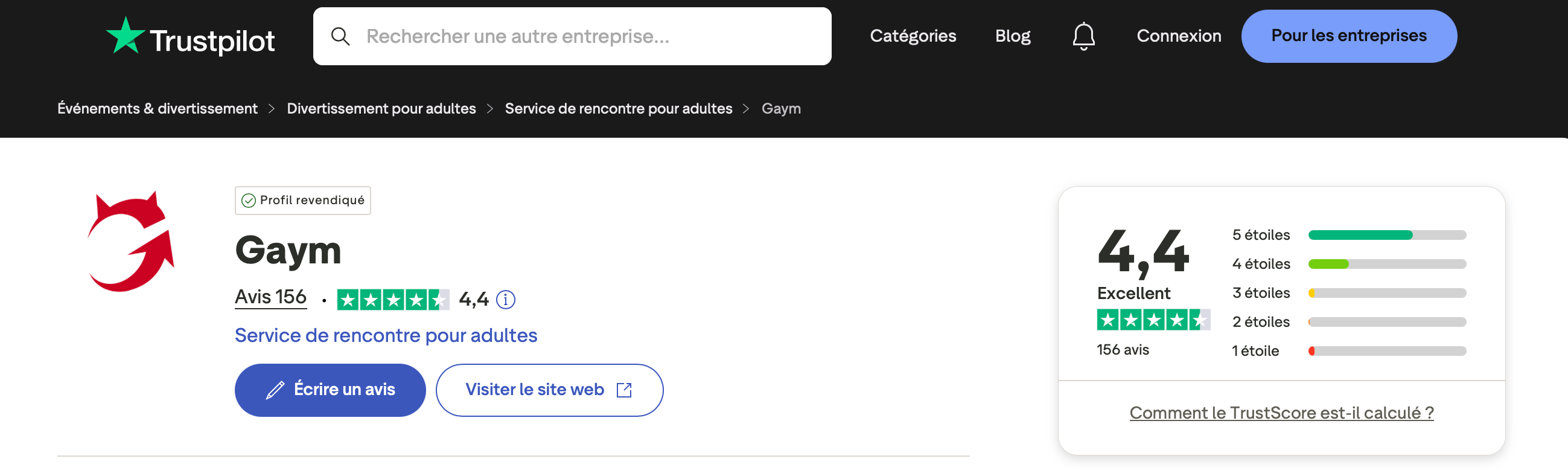 illustration avis trustpilot sur Gaym