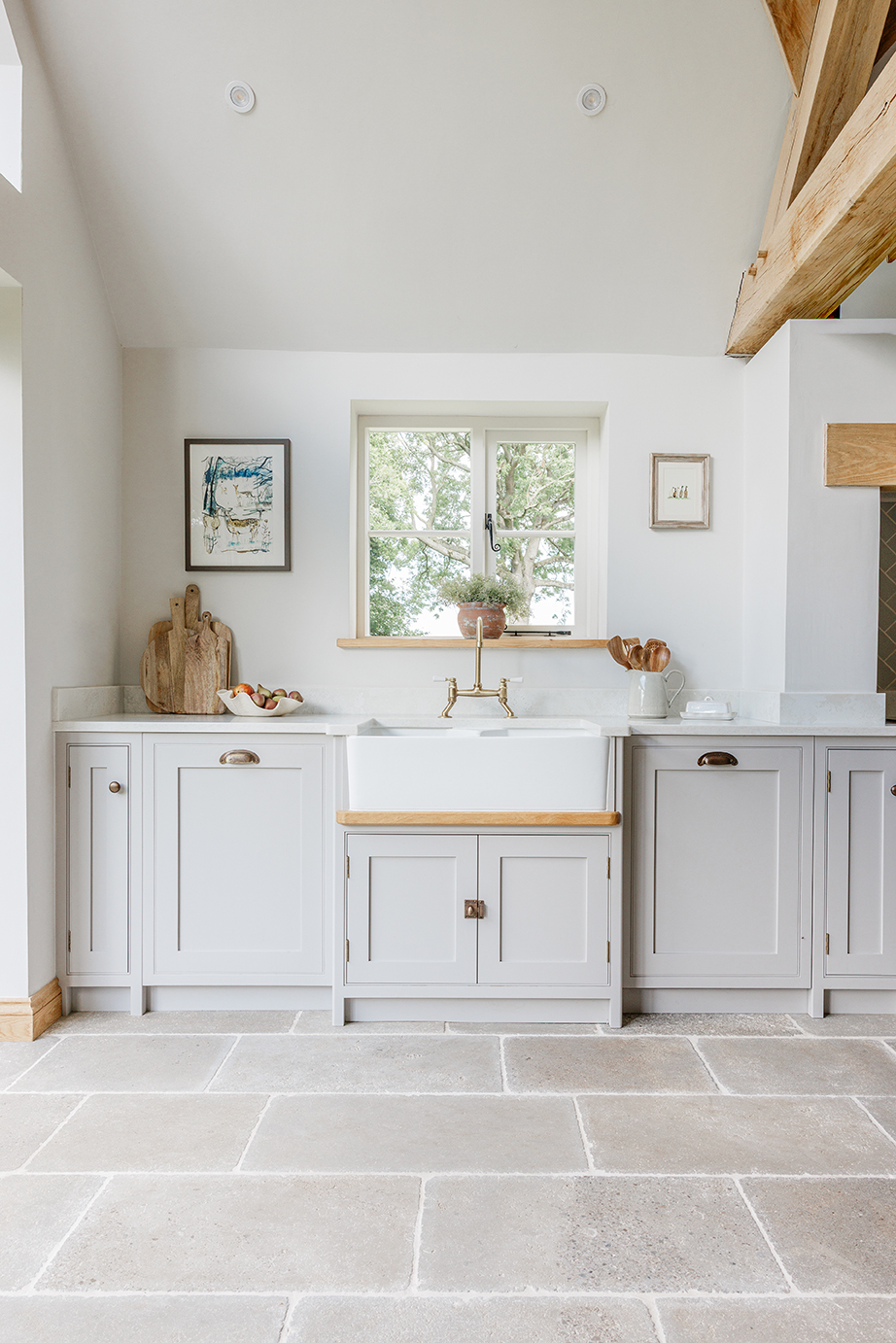 Country Kitchen Grey Tumbled Floor Tiles