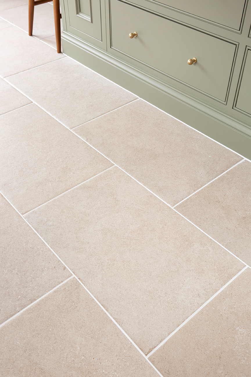 Lullington Beige Stone Effect Porcelain Kitchen Tiles