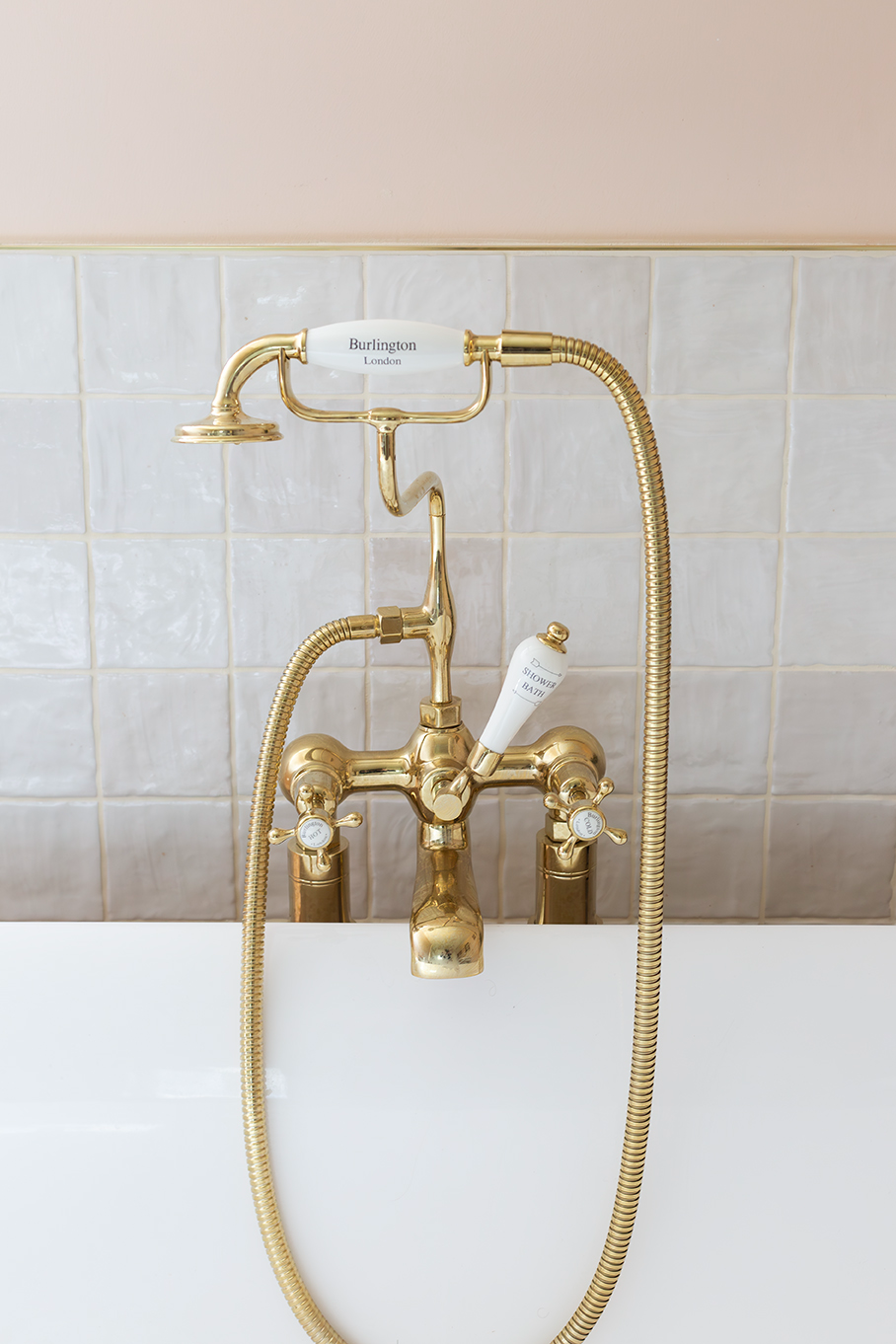 Modern bathroom tile inspiration featuring Zellige tiles in Safi Seashell, combining texture and artisanal warmth on a feature wall.