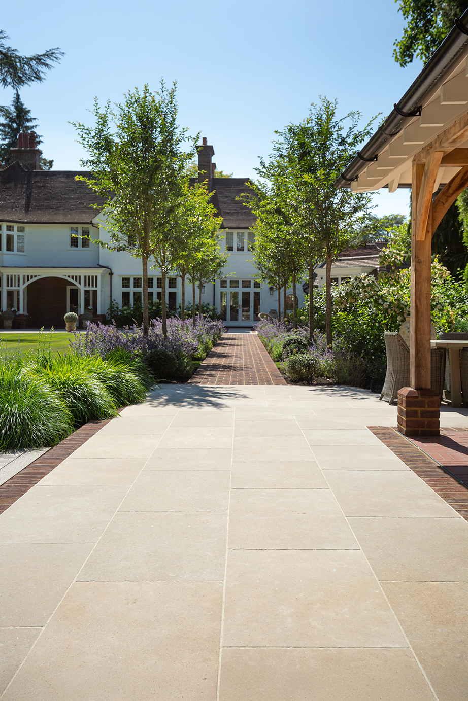 Dijon tumbled limestone outdoor paving