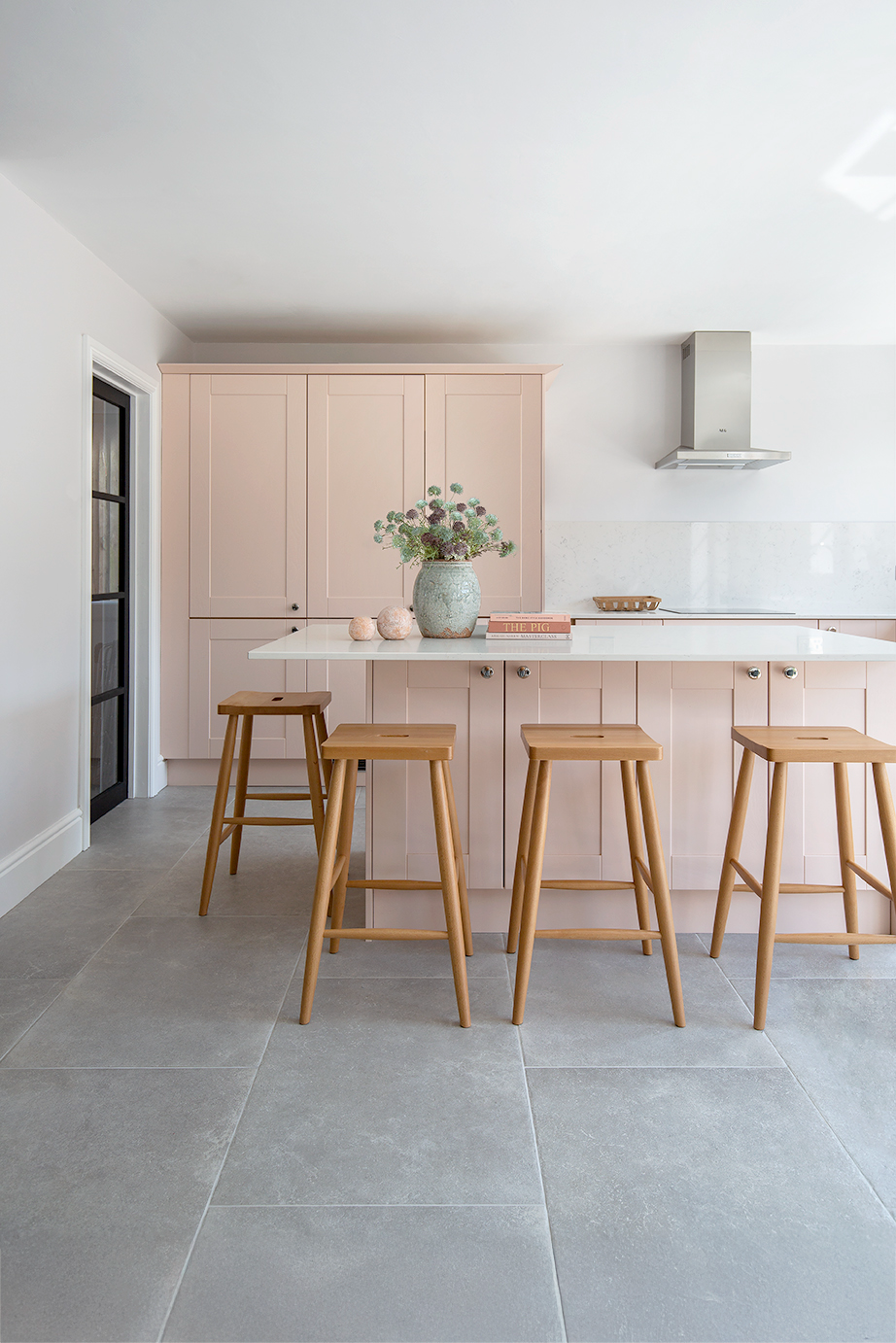 Hambleton Grey floor tiles with a pink island