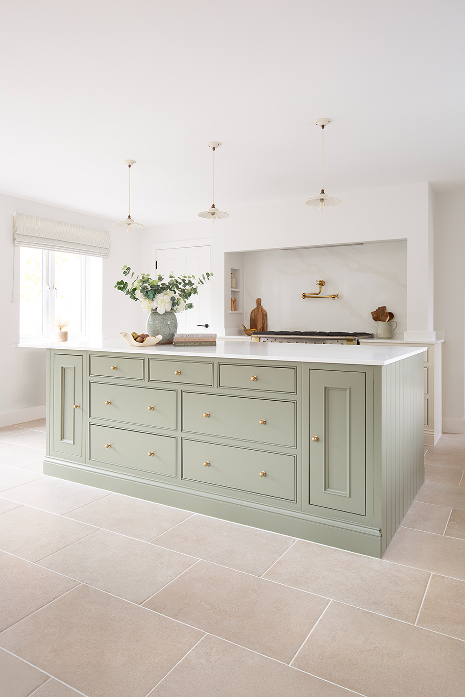 Lullington Beige Stone Effect Porcelain Kitchen Flooring