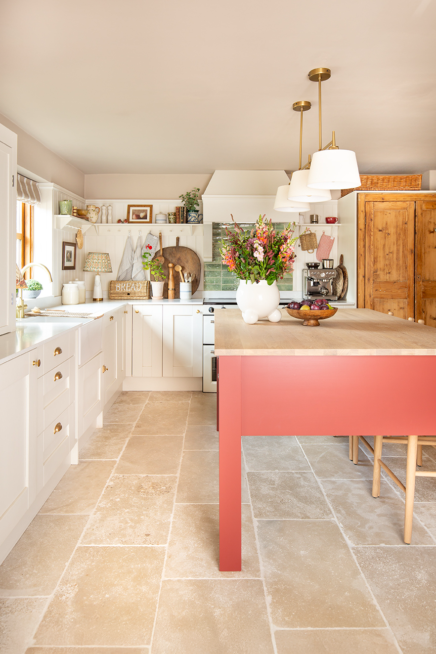 Sorrento Aged Tumbled Limestone Kitchen Flooring