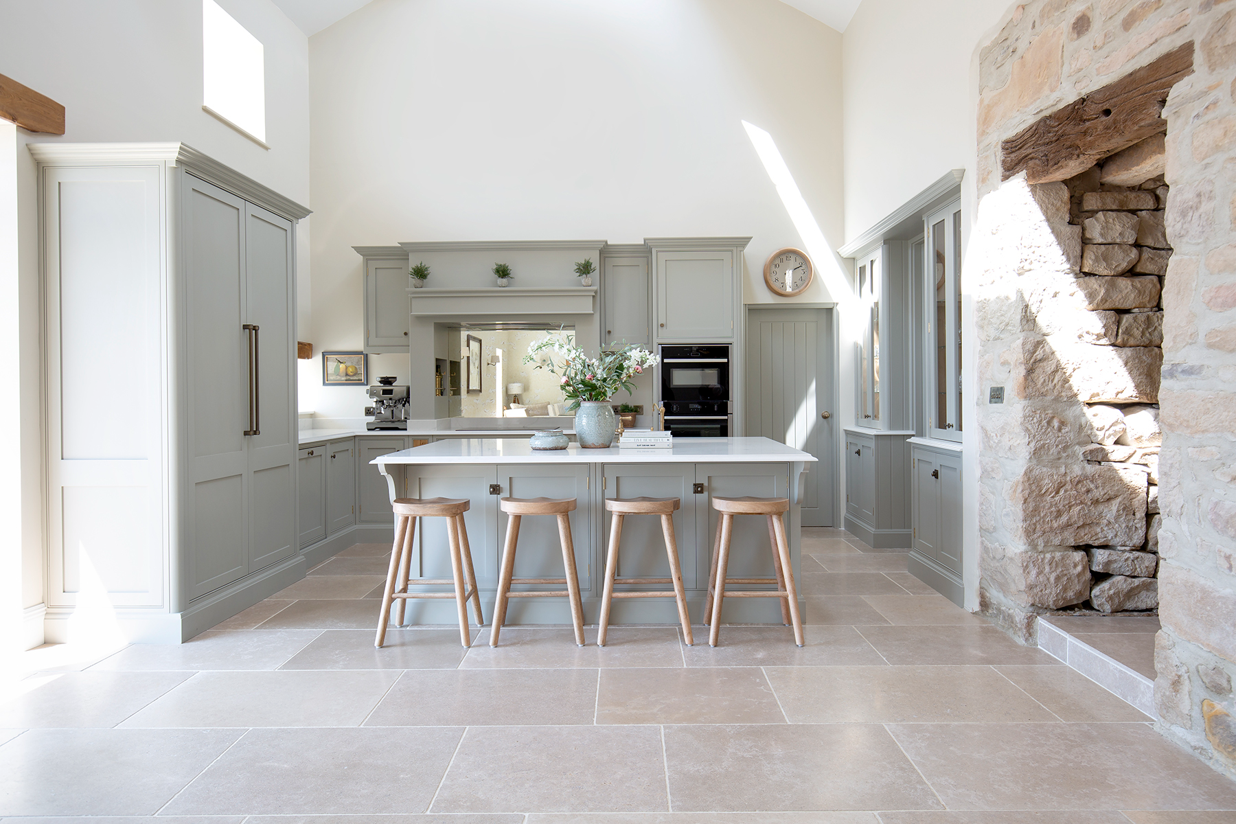 Dijon Tumbled Limestone Flooring Country Kitchen