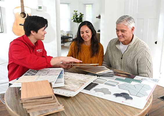 RiteRug Flooring salesperson conducting in-home shopping