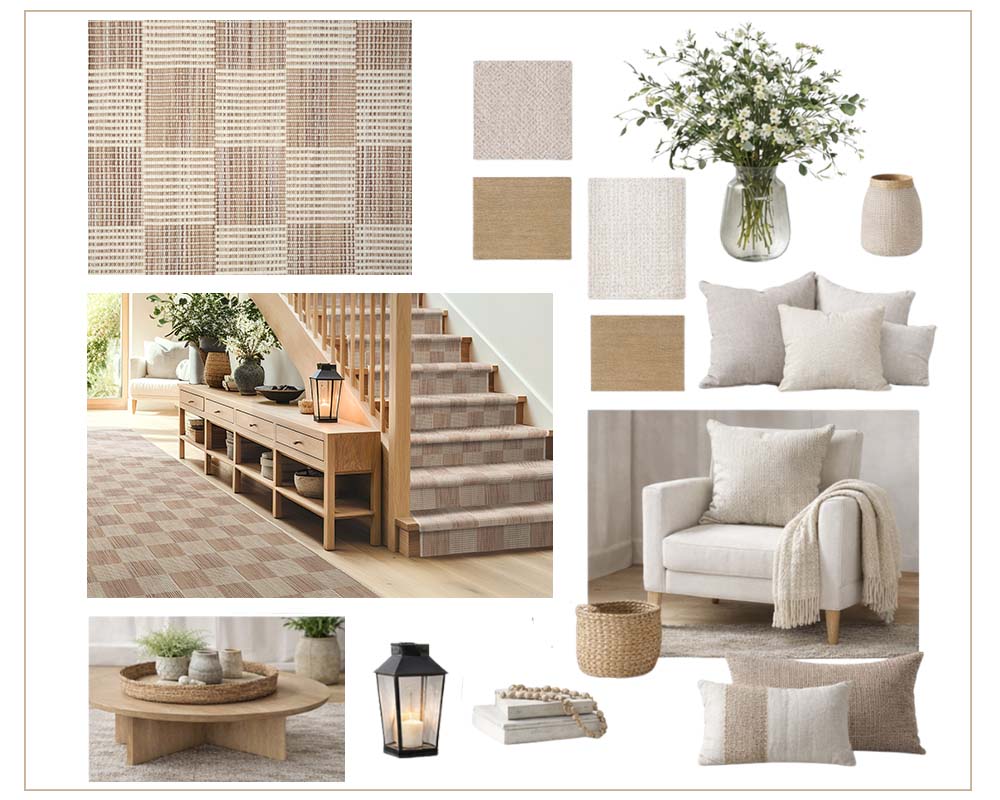 Custom area rug and stair runner mood board