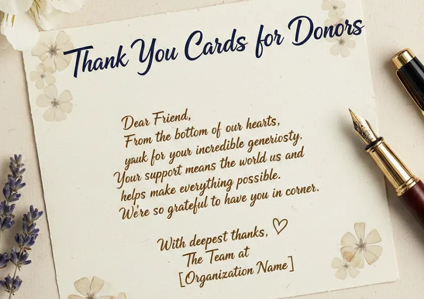 Thank You Cards for Donors