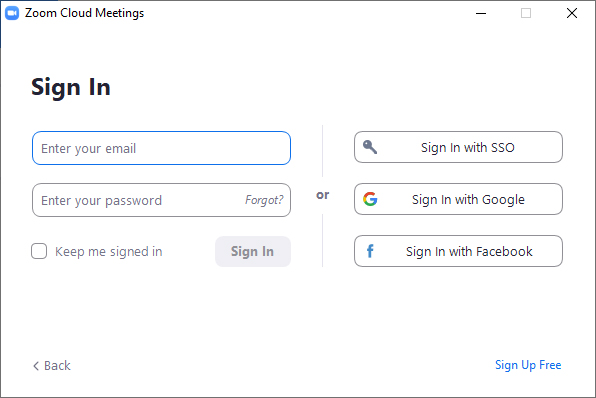 This is where you sign in to Zoom.