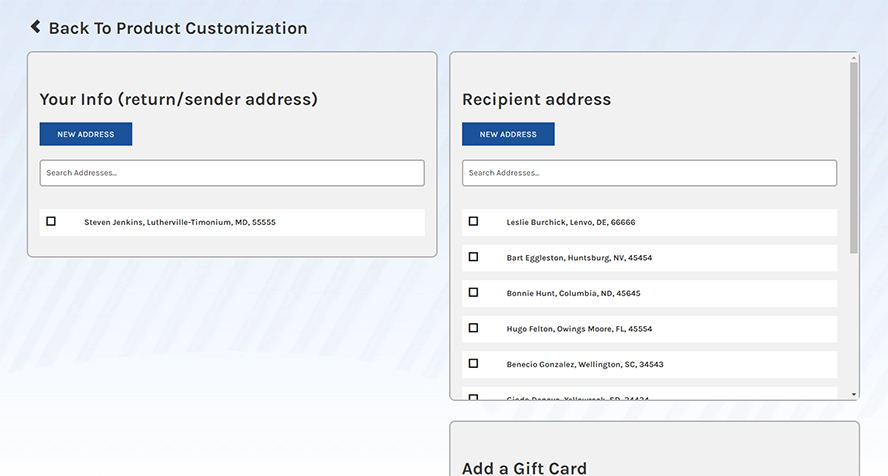 Adding addresses to a Simply Noted order.