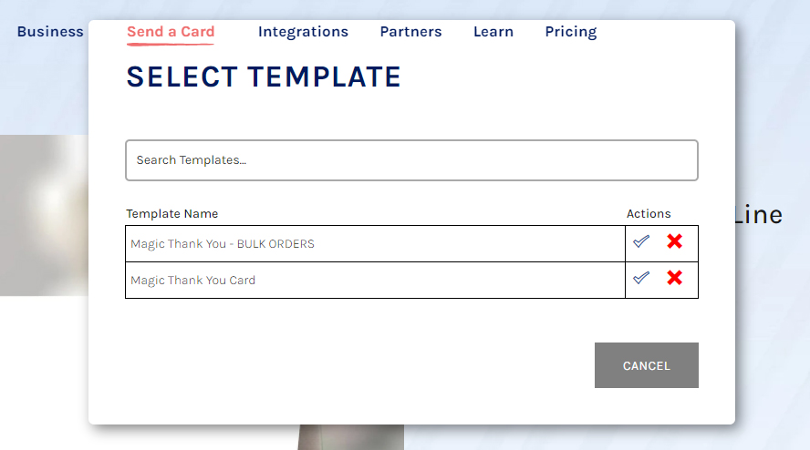 Close up of the dialogue, choosing the right version of our template.