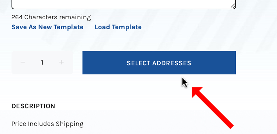 A close up of the Select Addresses button