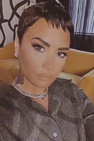 Demi Lovato S Grey Printed Button Down Shirt March 15 2021 Style Representative