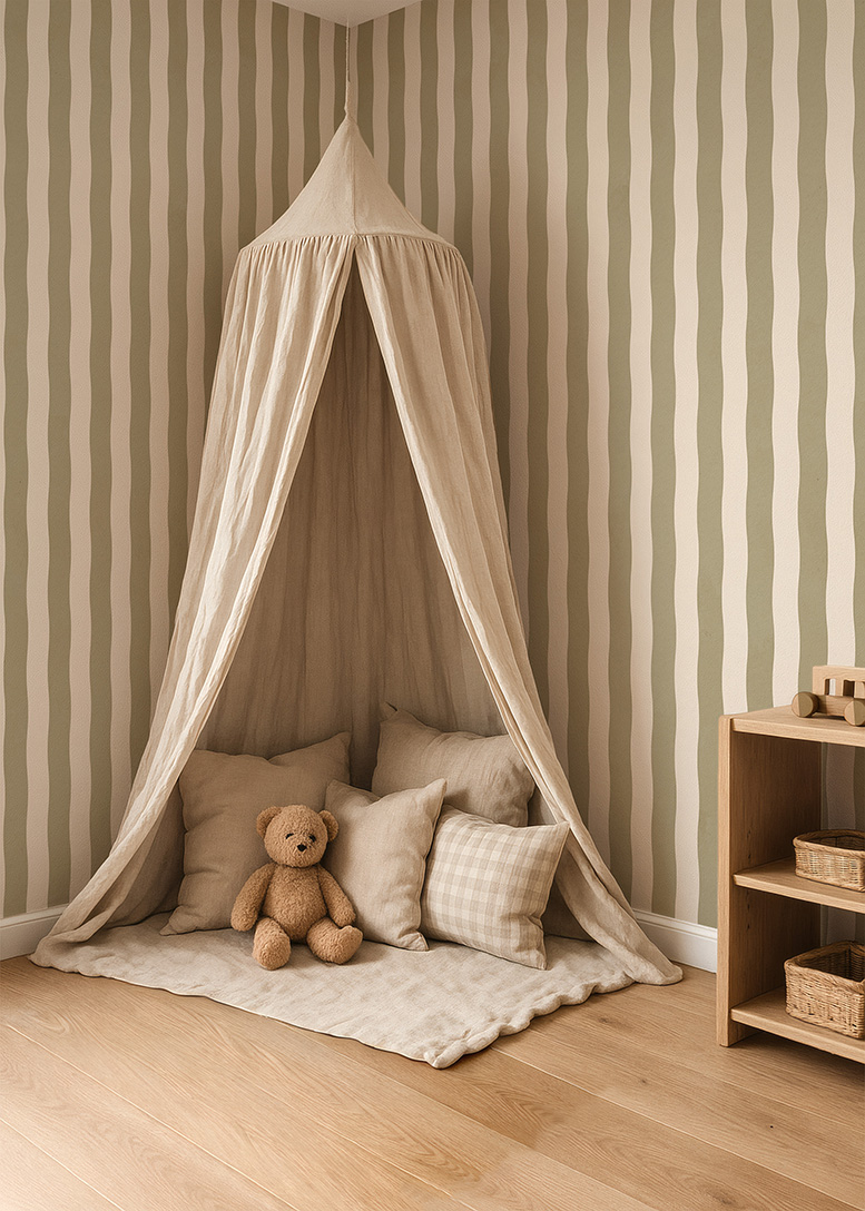 Wavy stripes behang - vintage green