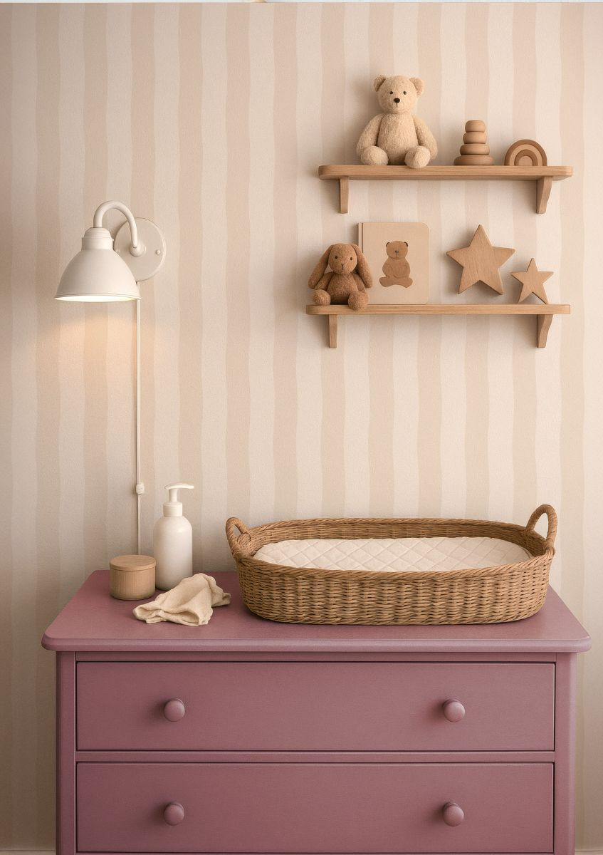 Kinderkamer behang wavy stripes | beige