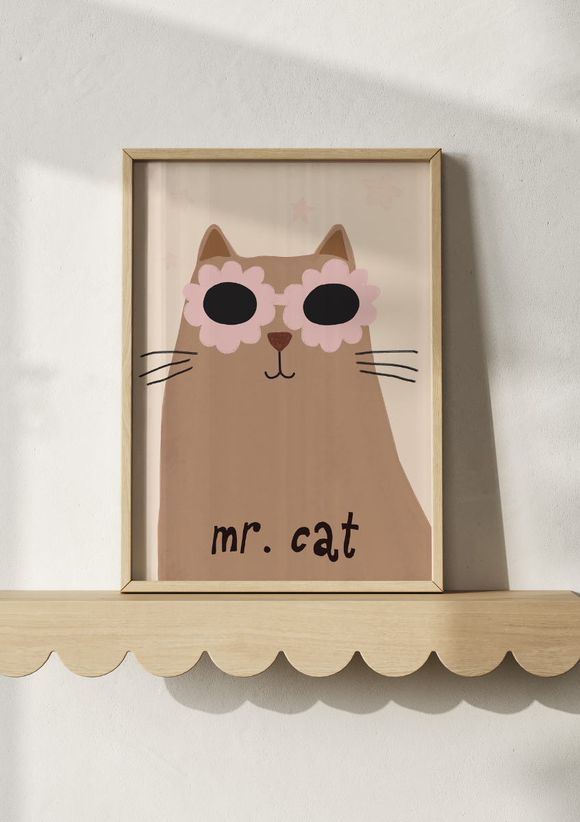 Kinderkamerposter mr. cat \ zand