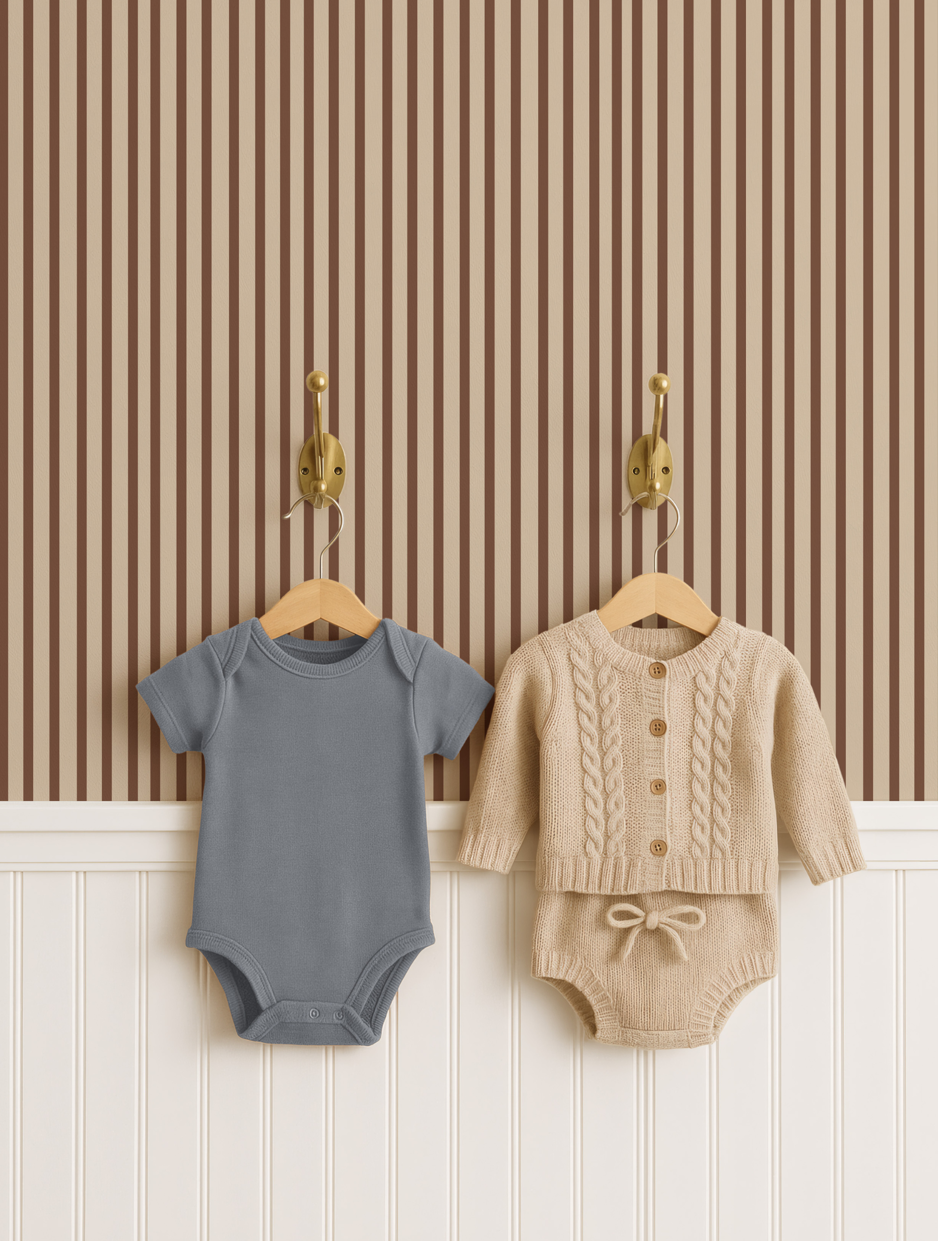 Wavy stripes behang - vintage green