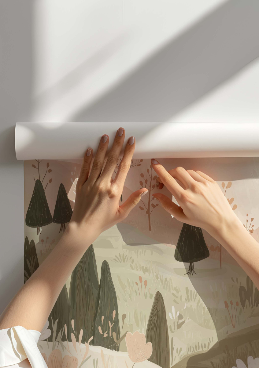 Poster met bergen en bloemen